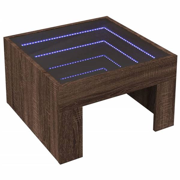LED-Couchtisch XT7092 Eiche Dunkel Dekor - 50 x 50 cm