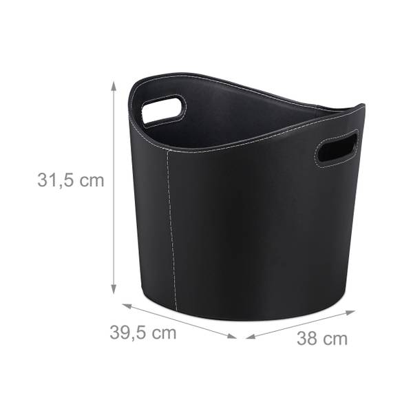 Kaminholzkorb Kunstleder schwarz Schwarz - Papier - Kunststoff - 40 x 32 x 38 cm