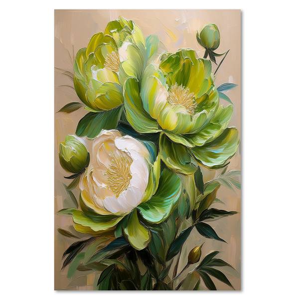 Wandbild gemalte blumen pfingstrose 40 x 60 cm