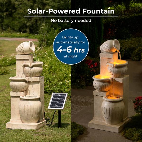 Garten Solar Brunnen FT1024NAS Beige - Harz - 24 x 72 x 29 cm