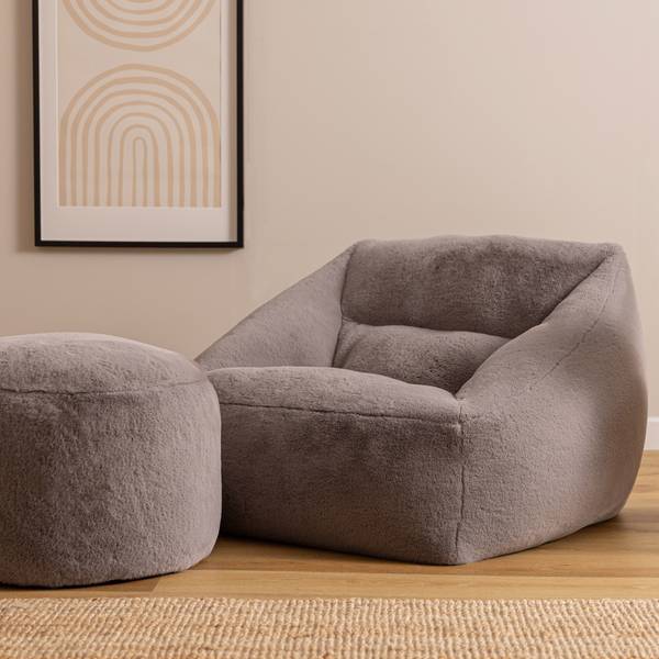 Sitzsack Sessel mit Sitzpouf Natalia Grau