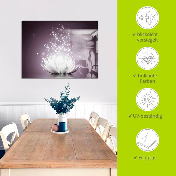 Glasbild Magie der Lotus-Blume Violett - 30 x 30 cm