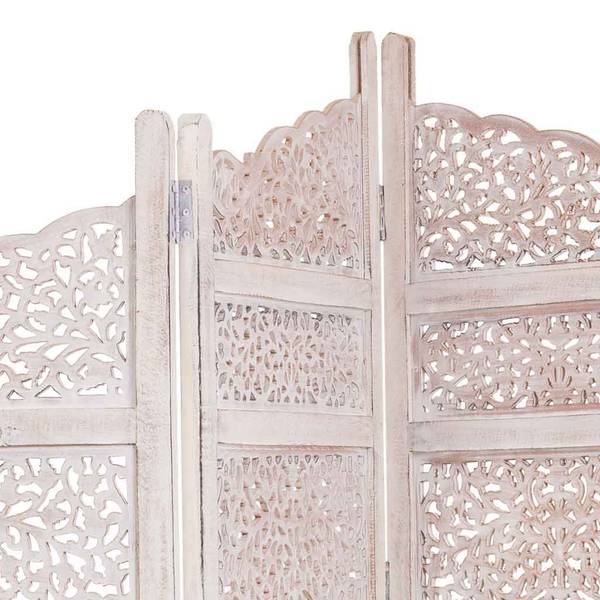 Paravent 4523334533 Weiß - Massivholz - 200 x 180 x 3 cm