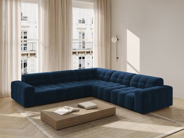 Ecksofa CHICAGO Hochglanz Nachtblau