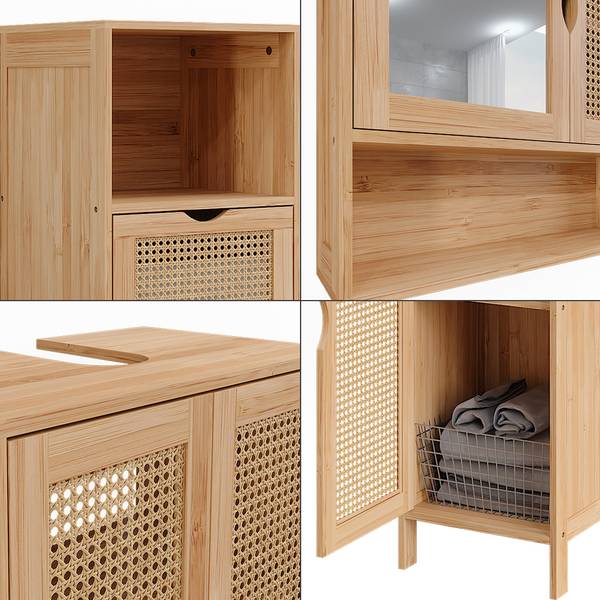 Badmöbel-Set Liora 52040 4er Set Braun - Hellbraun