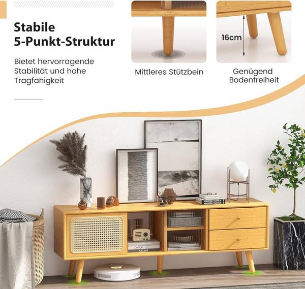 TV Schrank aus Bambus Braun - Bambus - 31 x 46 x 140 cm