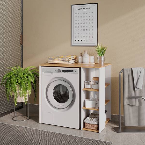 Armoire machine à laver Viktor 60594 Imitation chêne noueux - Blanc