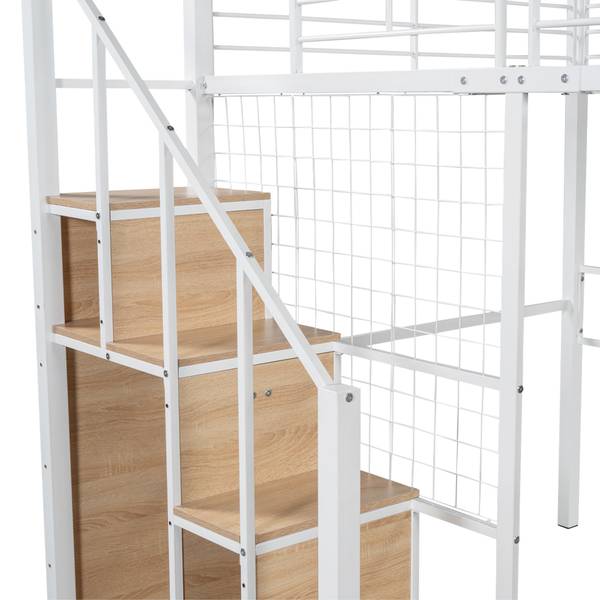 Hochbett-BB1032 Weiß - Metall - 188 x 170 x 210 cm