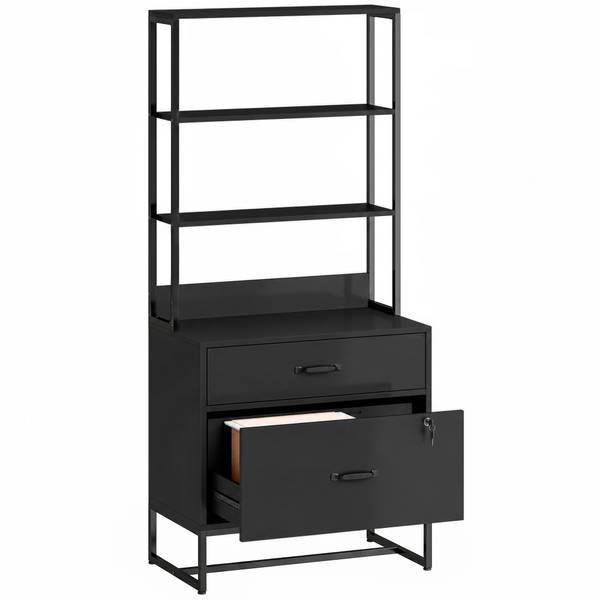Aktenschrank 924-145V90BK Schwarz - Aluminium - 70 x 157 x 40 cm