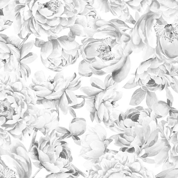 Behang Pioenen wit - papier - 200 x 250 x 1 cm