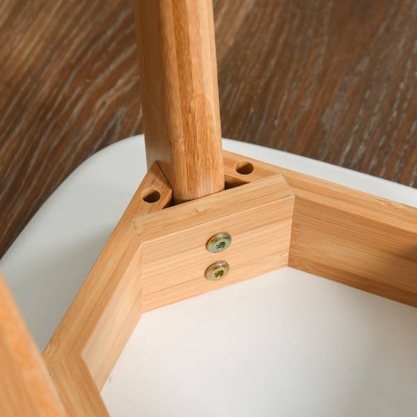 Esszimmerhocker im 2er Set Braun - Weiß - Bambus - Holzwerkstoff - 33 x 46 x 33 cm