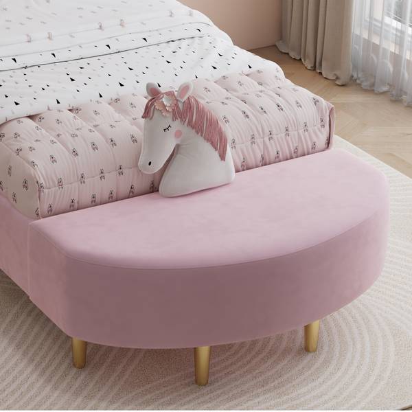 Kinderbett VELVMetal Ⅰ Pink - Samt - 100 x 110 x 241 cm