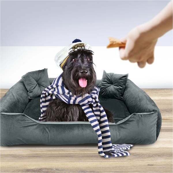 Hundebett VELURS Grau - 70 x 60 cm