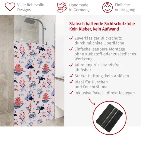 Dusch‑Sichtschutz Wale Korallen Muster 70 x 120 cm