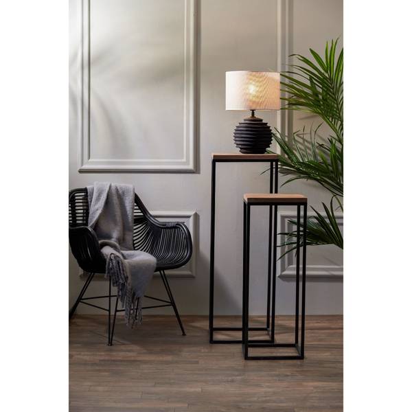 Säule Yarula Schwarz - Braun - Eisen - Stahl - 35 x 102 x 35 cm