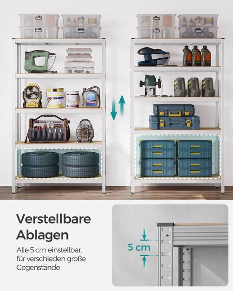 Schwerlastregal Victoria Silber - Holzwerkstoff - 60 x 200 x 120 cm