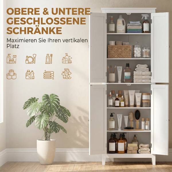 Badezimmerschrank 834-997V90WT Weiß - Holzwerkstoff - 30 x 170 x 60 cm
