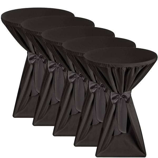 Stehtischhusse Premium 5tlg Schwarz - Breite: 80 cm