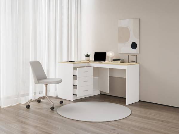 Schreibtisch RIDOVA Braun - Weiß - Holz teilmassiv - 140 x 75 x 90 cm