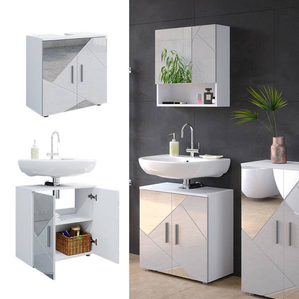Meuble sous vasque simple Irma 39623 Blanc - Bois manufacturé - 60 x 59 x 30 cm