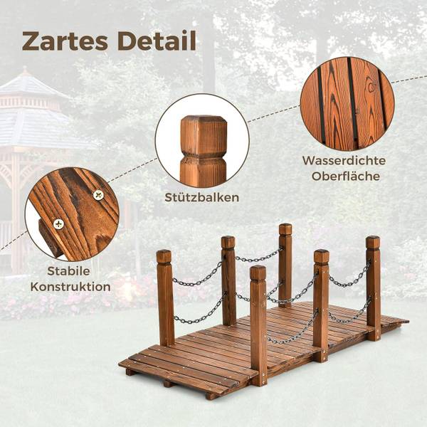 Houten brug SF6290NL bruin - massief hout - 150 x 55 x 67 cm