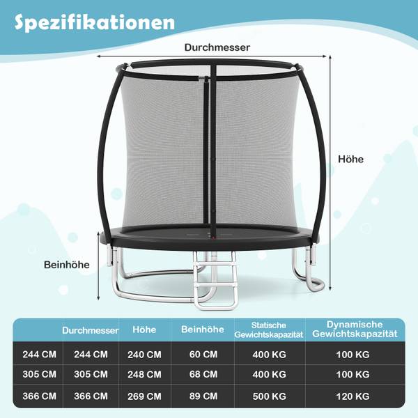 Trampolin FI32362 Schwarz