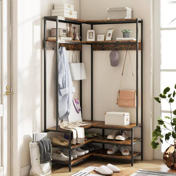 Eck-Garderobenständer TG32777ORDE Braun - Holzwerkstoff - 90 x 178 x 90 cm