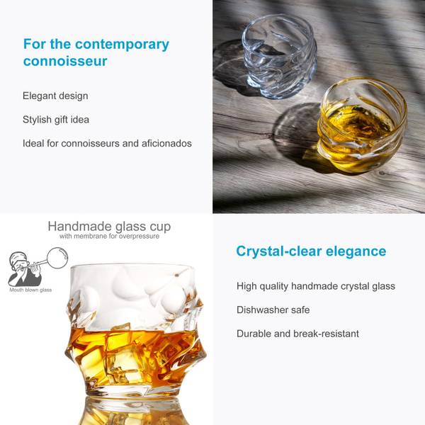 2x Whisky Glas Whiskey Kristallglas Glas - 19 x 19 x 32 cm