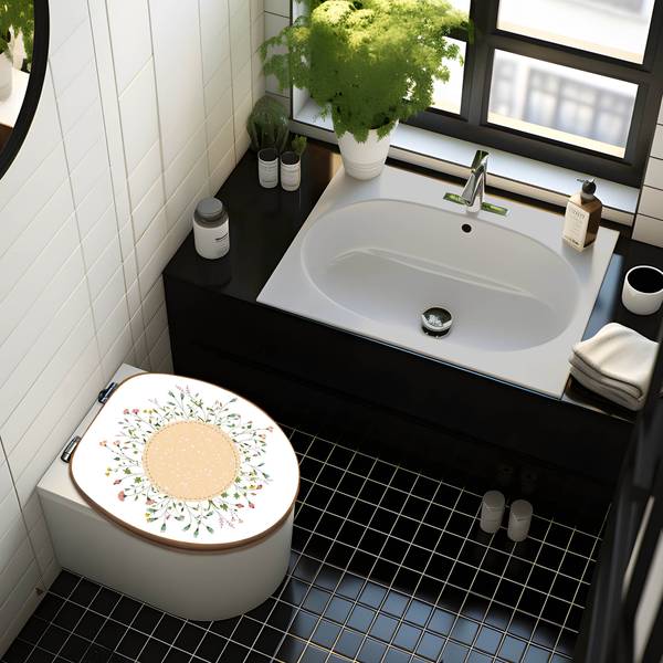 WC-Sitz mit Absenkautomatik Hibiskus Kre Bambus - Holzwerkstoff - 38 x 5 x 49 cm