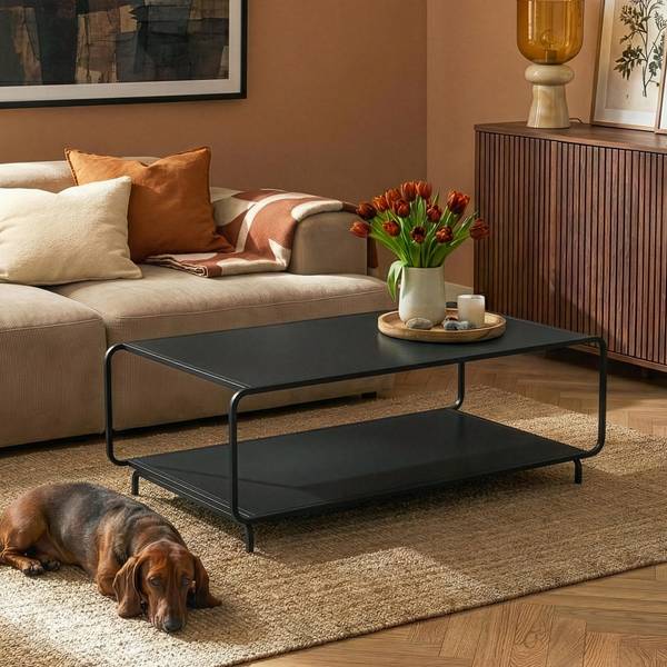 Couchtisch Færder Schwarz - Stahl - 50 x 45 x 115 cm