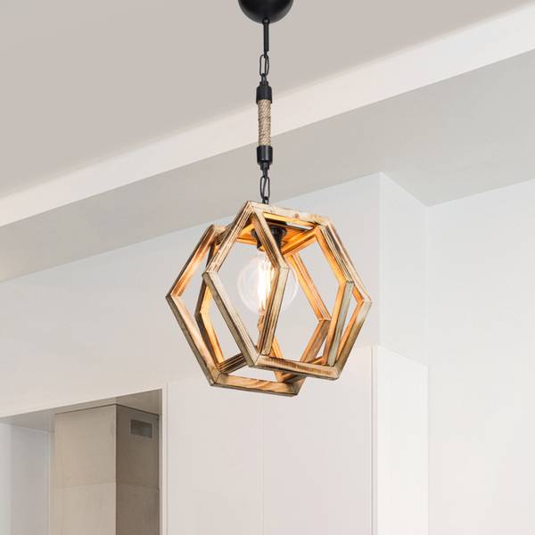 Hängeleuchte Cheltenham Braun - Massivholz - 30 x 68 x 30 cm