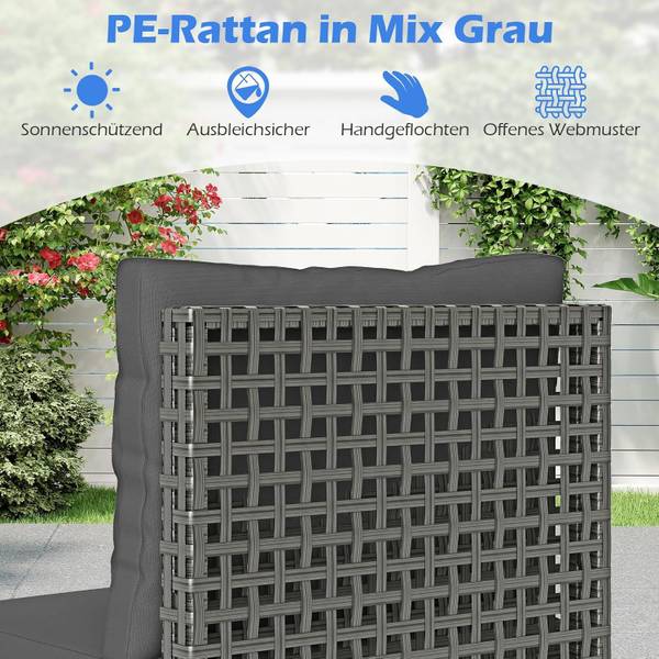 Gartenmöbel Set TI96289SDDE(3-tlg.) Grau - Polyrattan