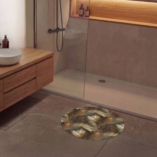 BADEMATTE Palmblätter Gold - Microfaser - 70 x 70 x 1 cm