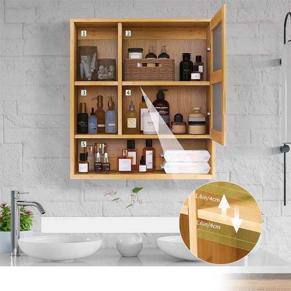 Armoire Toilette  JJ-ZZ1338 Marron - Bambou - 16 x 61 x 56 cm