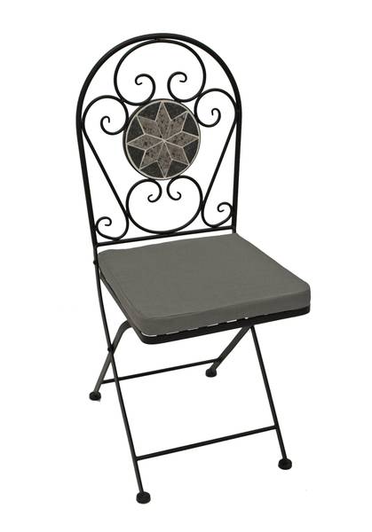 Balkonset SIENA 3-teilig Schwarz - Grau - Webstoff - Stahl - Mosaik - 45 x 75 x 90 cm