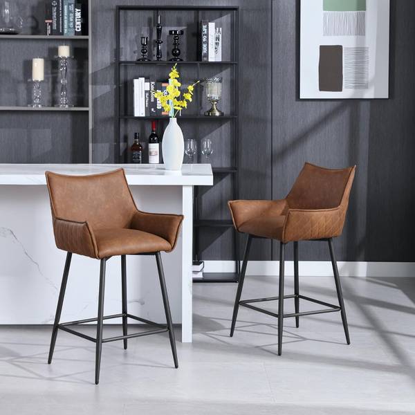 Barhocker Vincent (4er Set) Braun - Metall - Kunstleder - 51 x 90 x 45 cm