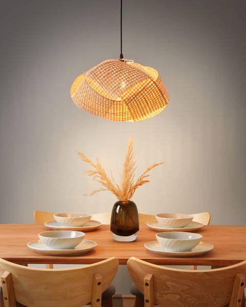 Hanglamp HALIL blauw - bruin - bamboe - 45 x 115 x 45 cm