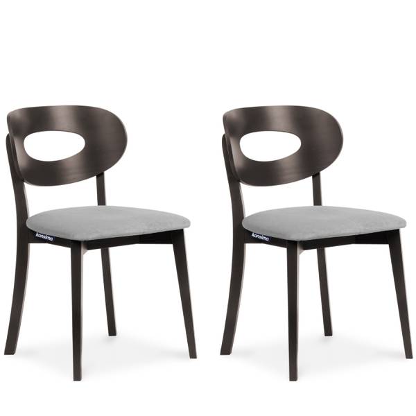 Eetkamerstoel TANER (set vat 2) grijs - wengéhouten look