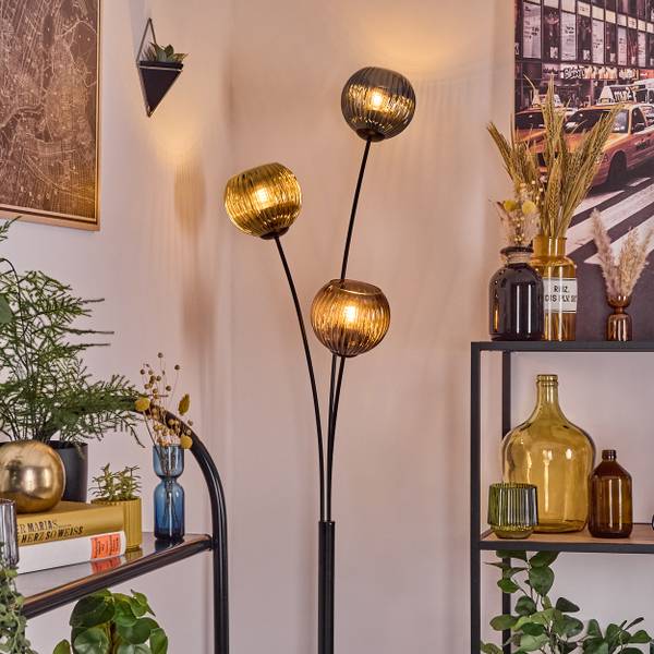 Stehlampe Cesaro Blau - Gold - Aluminium - Klarglas - 33 x 170 x 39 cm