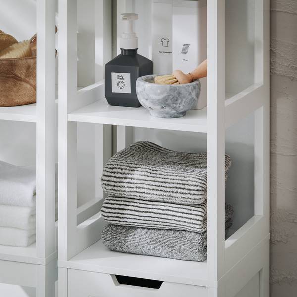 Hoge kast BZR123-W wit - plaatmateriaal op houtbasis - 30 x 145 x 30 cm