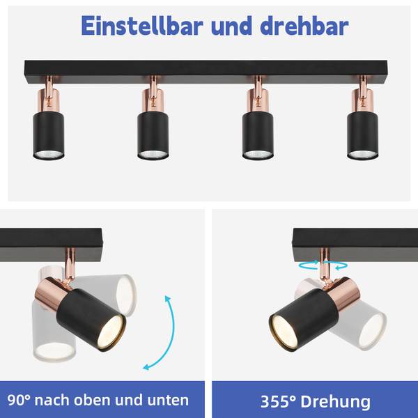 Plafondlamp Janning II met 4 lichtbronnen zwart - metaal - 14 x 12 x 62 cm