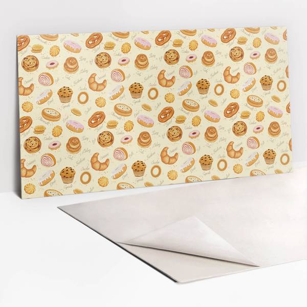 Selbstklebendes Wandpaneel Donuts Gelb - Polyester PVC - 100 x 50 x 0 cm