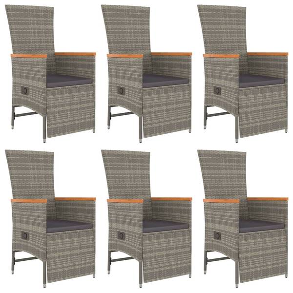 Garten-Essgruppe 3028994-2 (7-teilig) Grau - Polyester - Akazie - Stahl - 190 x 75 x 90 cm