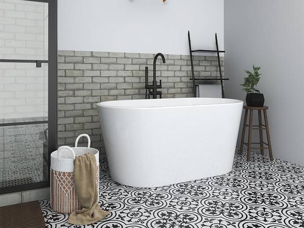 Baignoire îlot APOGON Blanc - Fibres naturelles - 71 x 58 x 130 cm