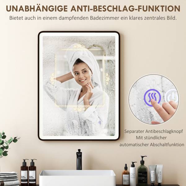 Badkamerspiegel 834-908V00BK zwart - glas - 5 x 60 x 80 cm