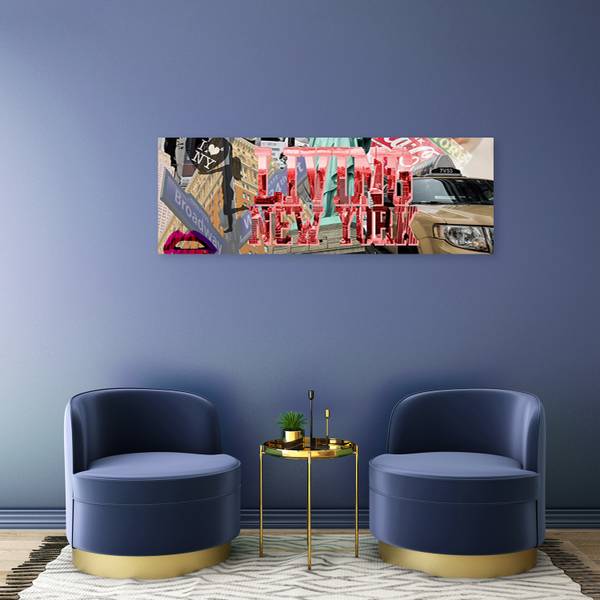Tableau déco inscription living new york 150 x 50 cm