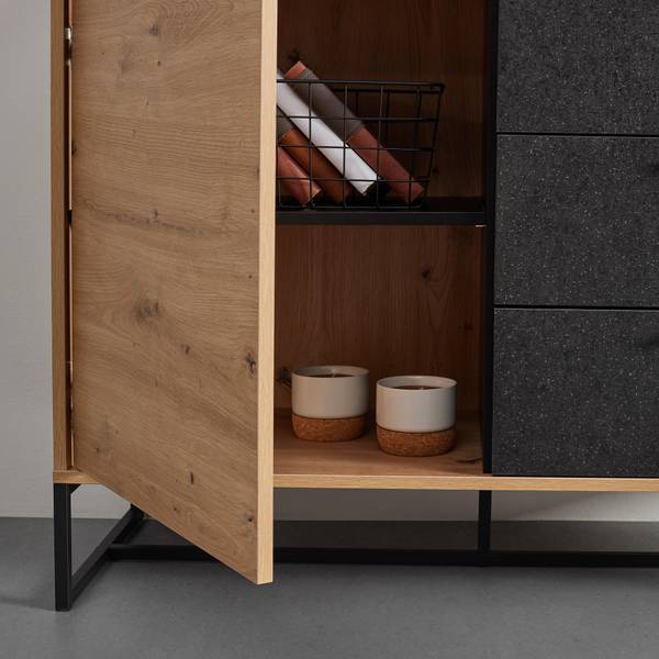 Sideboard FOSCA Schwarz - Braun - Metall - 100 x 76 x 40 cm