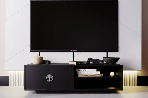 Tv-Schrank Dancan Lotta Schwarz - Chrom - 139 x 41 x 40 cm