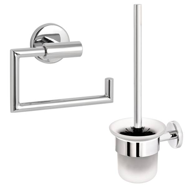 Badezimmer-Zubehör-Set Lucente (2er Set) Silber - Metall - 16 x 11 x 6 cm
