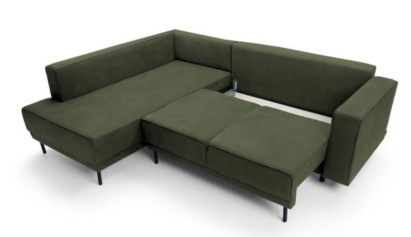 Ecksofa RODARIO Dunkelgrün - Massivholz - Holz teilmassiv